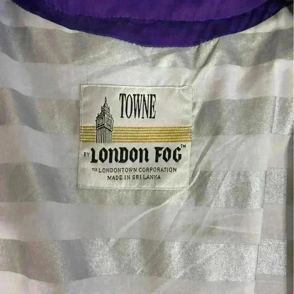 Towne by London Fog Women’s Utility Jacket Size S Purple Silver Lightweight Fall - Picture 12 of 13